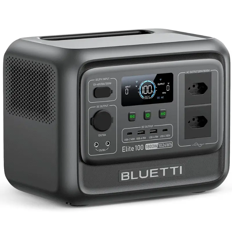Estação de energia portátil Bluetti Elite 100 V2, design compacto de 17 litros.