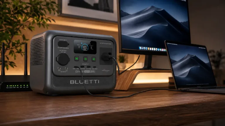 Bluetti Elite 30 V2, Melhor Estação Portátil para Camping e Home Office, 600W de potência, bateria LiFePO4 e display digital.